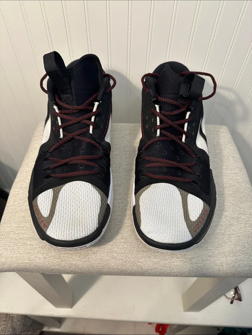 Nike Air Jordan Zoom Seperate Black and White Sneakers with Red Accents